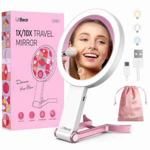 Shop LitBear 1X 10X LED Travel Makeup Mirror with Rechargeable Light and Foldable Stand