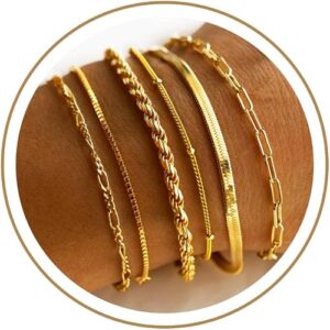 Dearmay 14K gold plated stackable bracelets for women